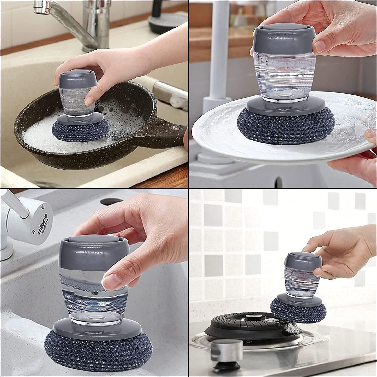 KT11 Kitchen Soap Dispensing Palm Brush (Pack of 2)
